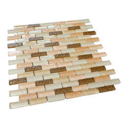 Brown and Pinky Crystal Glass Mosaic Tile Brick Pattern (Glossy&Matte) - Home Decor