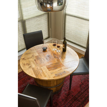 Wine Crate Game Table With Barrel Base