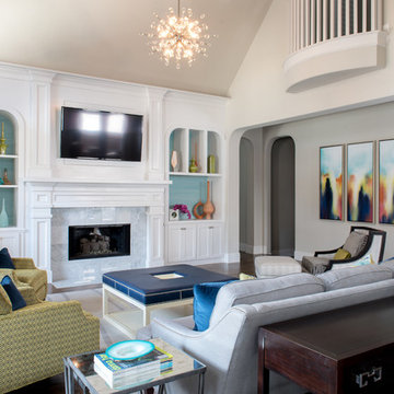 Colorful transitional Family Room