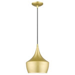 Livex Lighting - Waldorf 1-Light Soft Gold Pendant, Polished Brass Accents - The distinctive shape of this soft gold pendant makes it a wonderful accent for a contemporary home. Inside the shade is a shiny white lining which gives the light a warm tone.