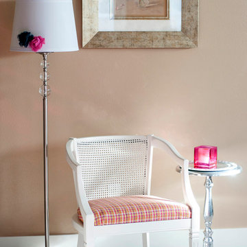 Painted and recovered vintage barrel chair