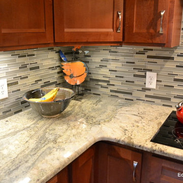 Traditional Kitchen with Glass Backsplash