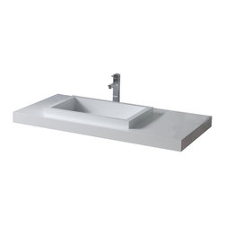 ADM Bathroom Design - ADM Rectangular Wall Mounted Sink, White, 39", Matte White - Bathroom Sinks