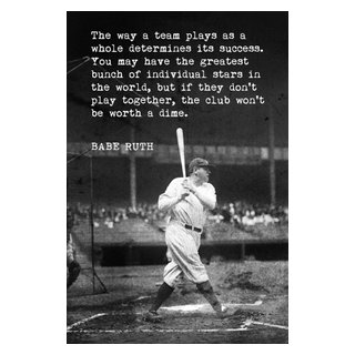 Baseball Print Babe Ruth Quote Poster Home Gym Decor 