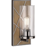 Robert Abbey - Robert Abbey 553 Michael Berman Bond - 12" One Light Wall Sconce - Shade Included: TRUE  Cord ColoMichael Berman Bond  Driftwood Oak Wood/BUL: Suitable for damp locations Energy Star Qualified: n/a ADA Certified: n/a  *Number of Lights: Lamp: 1-*Wattage:100w E26 Medium Base bulb(s) *Bulb Included:No *Bulb Type:E26 Medium Base *Finish Type:Driftwood Oak Wood/Blackened Nickel