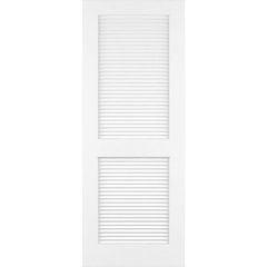 Kimberly Bay 28 in. x 80 in. Plantation Louvered Solid Core White Wood Interior Closet Bi-Fold Door