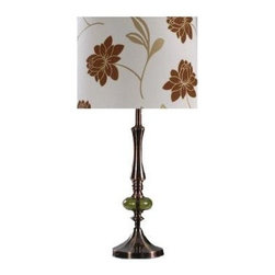 Absolute Decor 27-inch Green Glass and Rose Gold Metal Table Lamp - Table Lamps