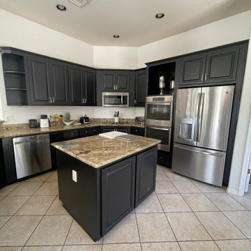 Multiple Room Cabinetry Reface with Partial Build