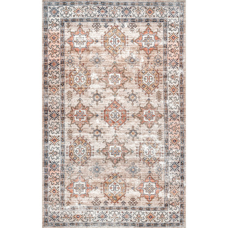 Nuloom Finley Washable Vintage Distressed Rug, Beige 9' x 12'