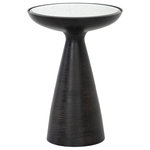 Four Hands - Marlow Mod Pedestal Table-Brushed Bronze - The vintage-inspired personality of this brushed bronze-toned pedestal table meets a mirrored top in ash glass to make a bold, modern statement with an on-trend metallic pop.