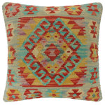 Bareens Designer Rugs - Bohemian Turkish Drummond Hand Woven Kilim Pillow - Embellish your home with this timeless casual chic handmade Southwestern Kilim throw pillow covers made with wool and cotton. Constructed on a loom by Nomad Turkman people with hand spun wool and Natural Vegetable dyes these beautiful Kilim pillow covers are known for their beautiful repetitive geometrical, naturalistic floral and traditional patterns yet still giving it a moden look. Masterfully artisan-crafted on traditional Kilim looms with a contemporary fashion palette producing bold intricate sharp patterns making them a standout piece in any decor.