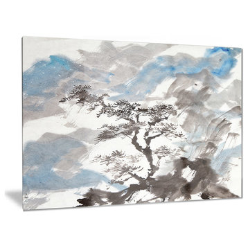 "Chinese Pine Tree" Trees Glossy Metal Wall Art, 28"x12"
