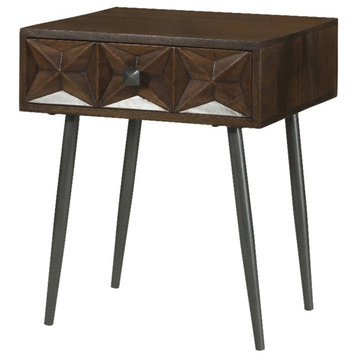 Coaster Ezra 1-Drawer Mid-Century Wood Accent Table in Coffee Brown/Gunmetal