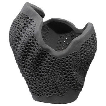 Coastal Style Black Porcelain Eclipse Vase