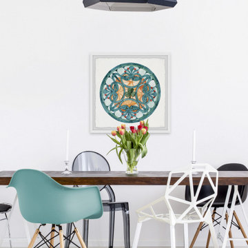 "Blue Center Clover Leaf" Framed Painting Print