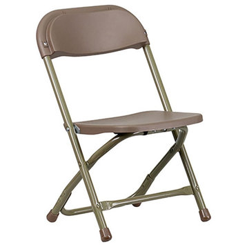 Flash Furniture Plastic and Metal Kid Folding Chair in Brown (Set of 2)