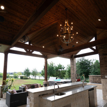 Tongue & Groove Cedar Ceiling with Kitchen island