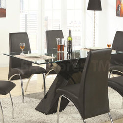Ophelia Contemporary Glass Top Dining Table with Black X Pedestal - Dining Tables