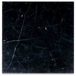 Stone Center Online - 18x18 Nero Marquina Black Marble Wall and Floor Tile Matte Honed, 99 sq.ft. - Nero Marquina Black Marble tile 18" width x 18" length x 3/8" thickness; Honed (Matte) finish