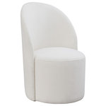 Meridian Furniture - Hautely Boucle Fabric Upholstered Accent Chair, Cream - Relax in comfort with this Hautely accent chair. Featuring cream boucle fabric upholstery over a wood, iron, and foam frame, this chair's contemporary design makes a bold statement. This chair can be used as either an accent chair or a dining chair, making it a versatile piece for your living space. Its rounded, curved back rest provides support while you sit and visit with family or friends, or while you dine at the dinner table.