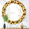 Designart Mexican Symbols Bohemian Eclectic Frameless Oval Or Round Wall Mirror,