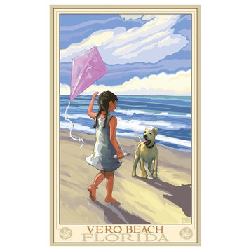 Joanne Kollman Vero Beach Florida Girl Dog Beach Art Print, 24"x36"