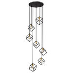 Z-Lite - Vertical Seven Light Pendant, Bronze / Olde Brass - Energize the look and feel of your favorite room with this two-tone seven-light pendant. It features a bronze and olde brass finish with cube-shaped shades hanging at different heights for a dynamic look and feel that you'll love. It's the perfect addition to any dining room foyer living room or entertainment room.