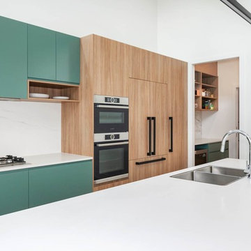 Soft Green & Timber Grain Kitchen