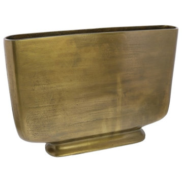 Cast Metal Minimalist Brass Gold Thin Vase | Geometric 16" Long Modern Simple