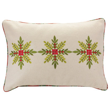 Embroidered Snowflake Pillow 19.5"L
