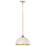 Zlite - Zlite 1004P14-MW-RB 1-Light Pendant, Matte White - Make a statement in your home with these domed pendants designed with Industrial flair softened by a decorative accent band of metal trim on the bottom. These versatile pendants enhance a myriad of settings from modern farmhouse to urban loft. Available in three sizes in the following finish combinations: Matte Black + Chrome, Matte Black + Rubbed Brass, Matte Black + Brushed Nickel, Matte White + Rubbed Brass, and Matte White + Brushed Nickel.