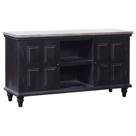 Summit Media Cabinet Black Wooden 2 Textured Door 2 Shelf Media Cabinet