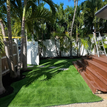 Tropical Backyard Turf Installation & Landscape Enhancement