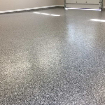 Garage Floor Coating with Double Broadcast Random Flakes