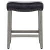 WestinTrends 24" Upholstered Backless Saddle Seat Counter Height Stool, Black