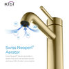 Circular Brass Single Handle Bathroom Faucet KBF1009, Brush Gold, Without Drain