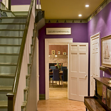 Renovated front hall and stairs of the original 1820's home