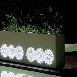 Lighted Planter with Floral Design - Outdoor Pots And Planters