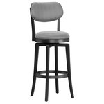 Hillsdale Furniture - Hillsdale Sloan Swivel Bar Height Stool - Transitional design with a classic color palette, the Hillsdale Furniture Sloan Swivel Bar Height Stool has versatile style. This 360° swivel bar height stool features a rich Black wood finish and woven Slate Gray upholstery with welt piping. Both the seat and back are padded for extra comfort and the perfectly placed footrest makes it easy to relax. Ideal for your kitchen island or bar height dining table. Assembly required.