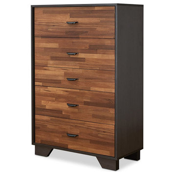 Chest with 5 Drawers, Walnut and Espresso