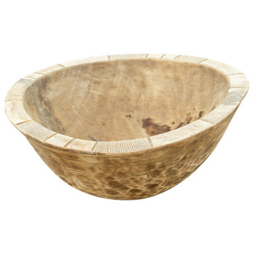 Primitive Bleached Wood African Fruit Bowl