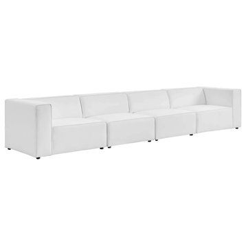Odette White Vegan Leather 4-Piece Sectional Sofa