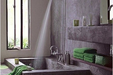 Example of a mid-sized minimalist concrete floor bathroom design in Los Angeles