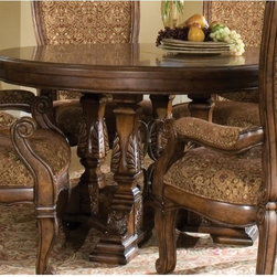 AICO Furniture - Windsor Court Round Dining Table in Vintage Fruitwood - 70001 - Dining Tables