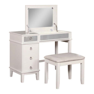 Wooden Vanity Set With Stool White Traditional Bedroom Makeup Vanities By Ami Ventures Inc