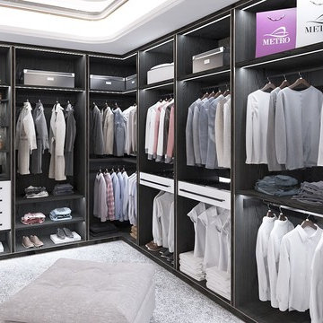 Contemporary fitted walk In wardrobe