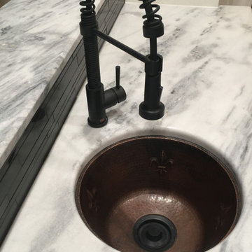 16" Round Copper Prep Sink w/ Fleur De Lis and 3.5" Drain Opening (BR16FDB3)