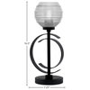 1-Light Table Lamp, Matte Black Finish, 6" Clear Ribbed Glass