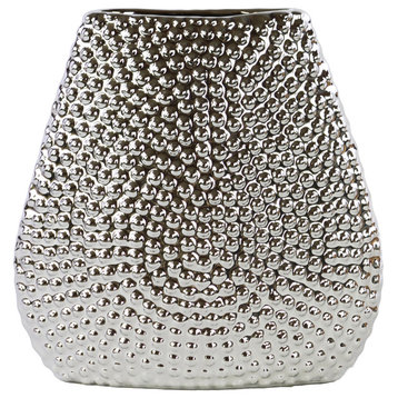 Stoneware Elliptical Bellied Vase, Silver