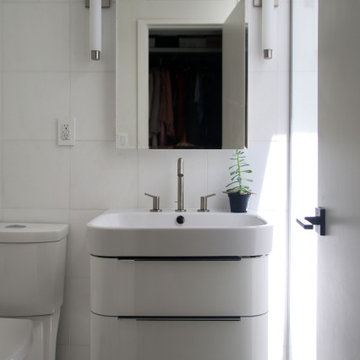 Compact bright bathroom in Brooklyn townhouse